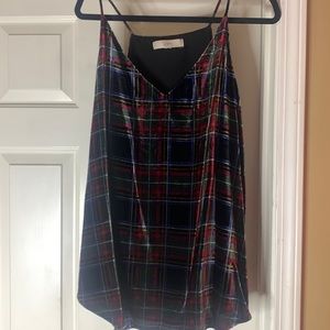 Loft Strappy velvet style checker blouse